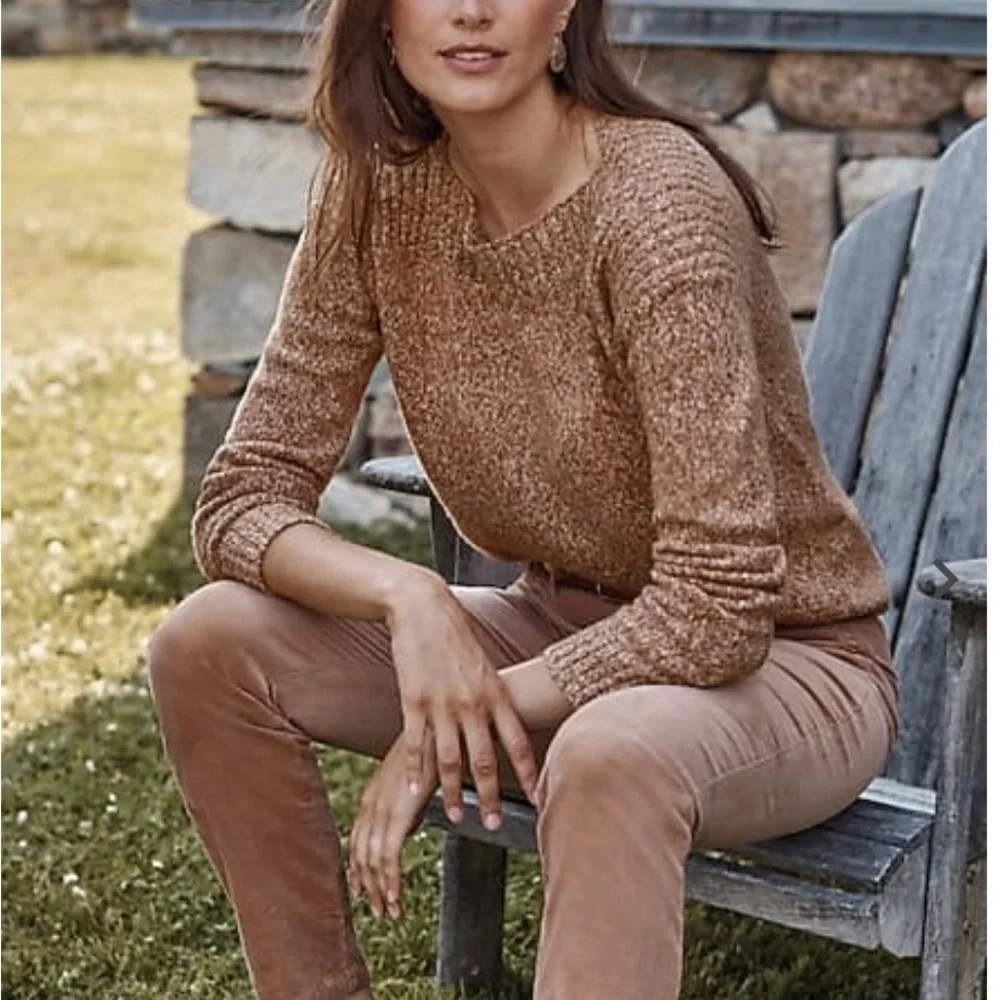J Jill NWT MarledRib Stitched Boatneck Cotton Blend Sweater Bronze Barley M